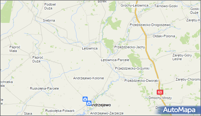 mapa Łętownica-Parcele, Łętownica-Parcele na mapie Targeo