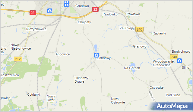 mapa Lichnowy gmina Chojnice, Lichnowy gmina Chojnice na mapie Targeo