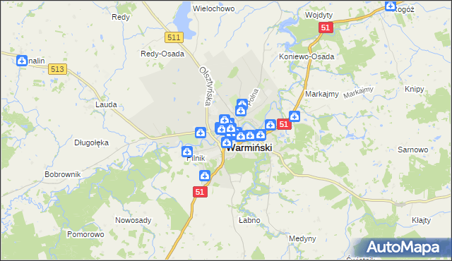 mapa Lidzbark Warmiński, Lidzbark Warmiński na mapie Targeo