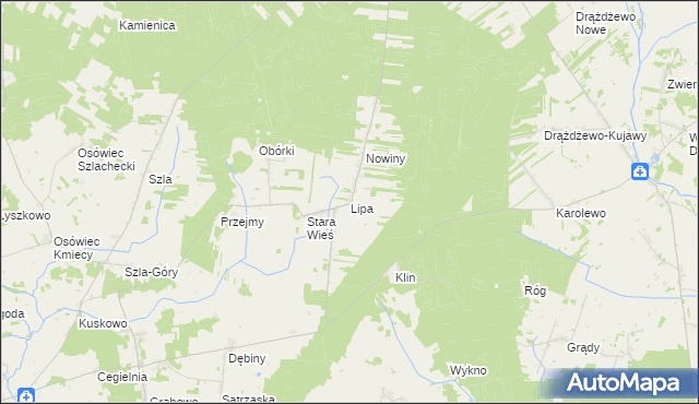 mapa Lipa gmina Jednorożec, Lipa gmina Jednorożec na mapie Targeo