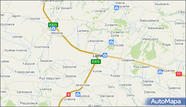 mapa Lipnik powiat opatowski, Lipnik powiat opatowski na mapie Targeo