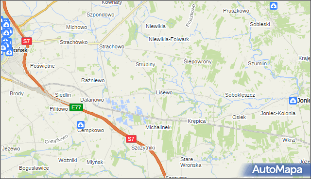 mapa Lisewo gmina Płońsk, Lisewo gmina Płońsk na mapie Targeo