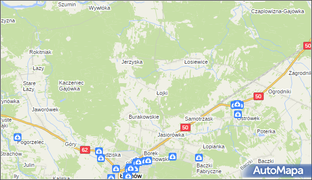mapa Łojki gmina Łochów, Łojki gmina Łochów na mapie Targeo