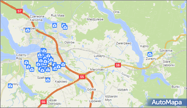 mapa Lubajny, Lubajny na mapie Targeo