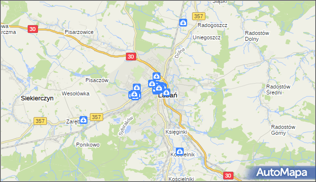 mapa Lubań, Lubań na mapie Targeo