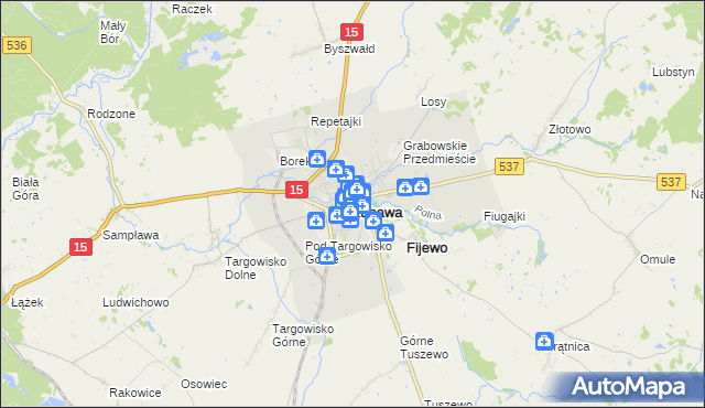 mapa Lubawa, Lubawa na mapie Targeo