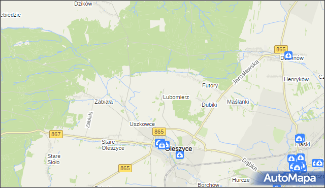 mapa Lubomierz gmina Oleszyce, Lubomierz gmina Oleszyce na mapie Targeo