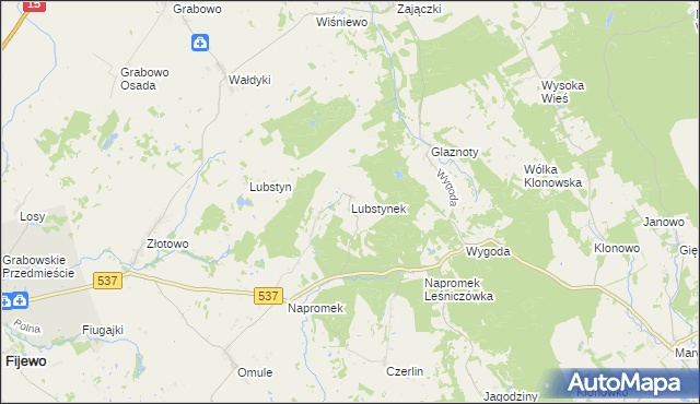 mapa Lubstynek, Lubstynek na mapie Targeo