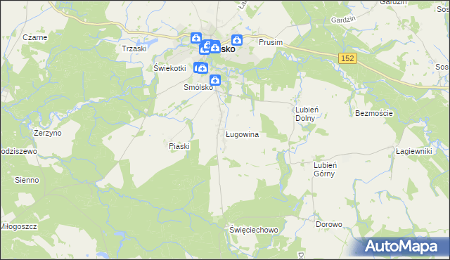 mapa Ługowina gmina Resko, Ługowina gmina Resko na mapie Targeo
