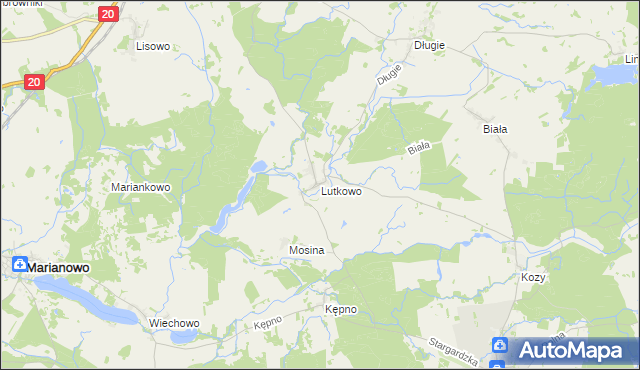 mapa Lutkowo gmina Dobrzany, Lutkowo gmina Dobrzany na mapie Targeo