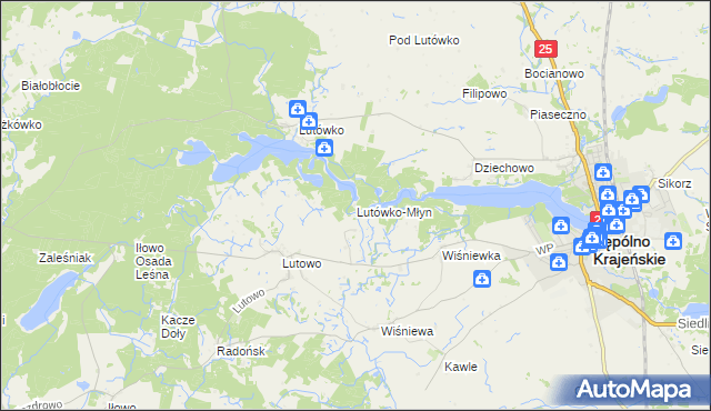 mapa Lutówko-Młyn, Lutówko-Młyn na mapie Targeo