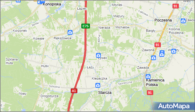 mapa Łysiec, Łysiec na mapie Targeo