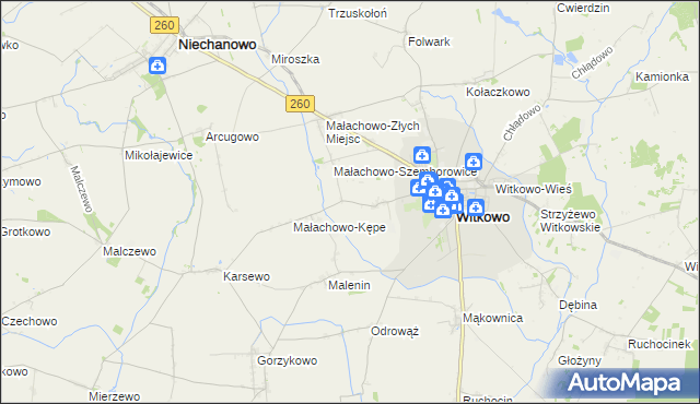 mapa Małachowo-Wierzbiczany, Małachowo-Wierzbiczany na mapie Targeo