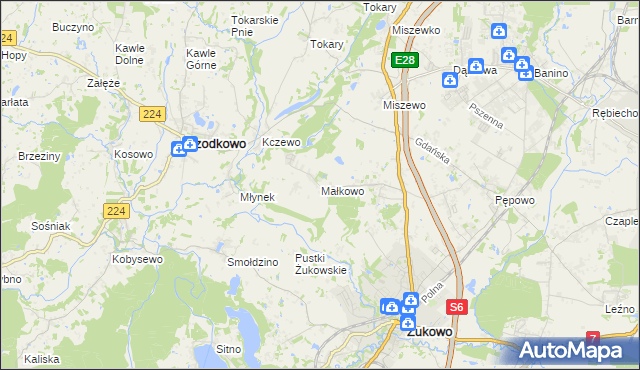 mapa Małkowo, Małkowo na mapie Targeo