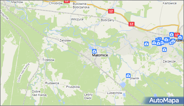 mapa Małomice, Małomice na mapie Targeo