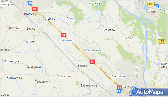 mapa Marcinkowice gmina Oława, Marcinkowice gmina Oława na mapie Targeo