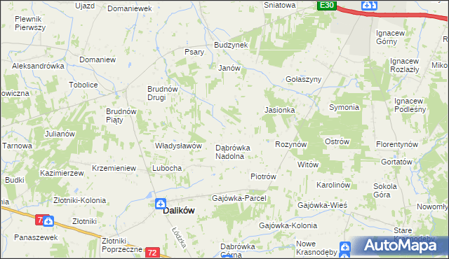 mapa Marcinów gmina Dalików, Marcinów gmina Dalików na mapie Targeo