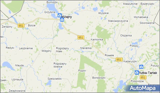 mapa Marianka gmina Wiżajny, Marianka gmina Wiżajny na mapie Targeo