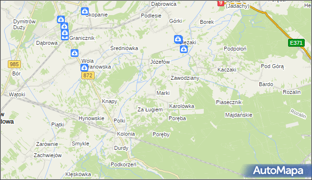 mapa Marki gmina Baranów Sandomierski, Marki gmina Baranów Sandomierski na mapie Targeo