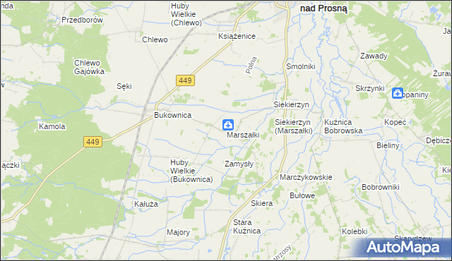 mapa Marszałki gmina Grabów nad Prosną, Marszałki gmina Grabów nad Prosną na mapie Targeo