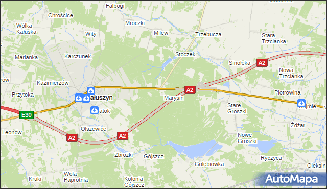 mapa Marysin gmina Kałuszyn, Marysin gmina Kałuszyn na mapie Targeo