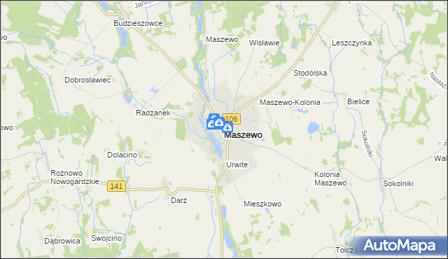 mapa Maszewo powiat goleniowski, Maszewo powiat goleniowski na mapie Targeo