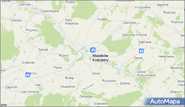 mapa Miastków Kościelny, Miastków Kościelny na mapie Targeo