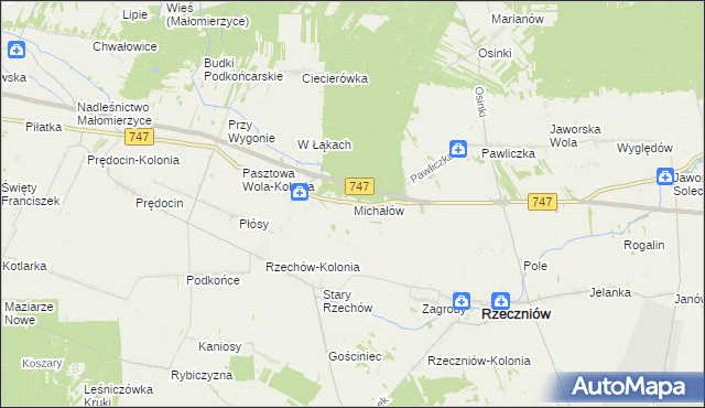 mapa Michałów gmina Rzeczniów, Michałów gmina Rzeczniów na mapie Targeo