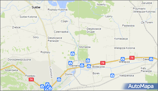 mapa Michalów gmina Sułów, Michalów gmina Sułów na mapie Targeo