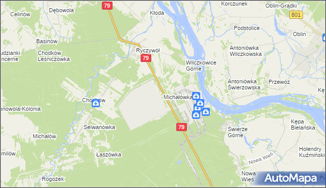 mapa Michałówka gmina Kozienice, Michałówka gmina Kozienice na mapie Targeo