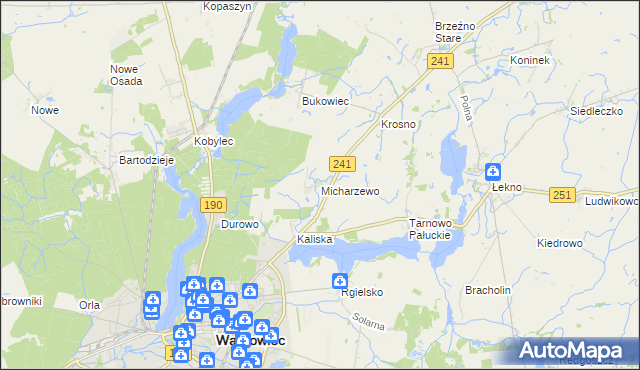 mapa Micharzewo, Micharzewo na mapie Targeo