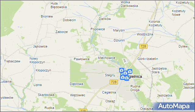 mapa Miechowice gmina Mogielnica, Miechowice gmina Mogielnica na mapie Targeo