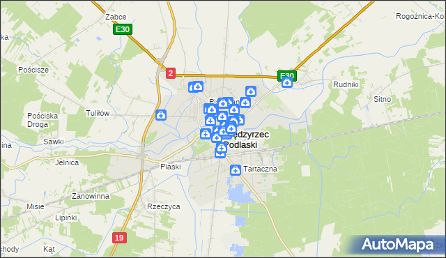 mapa Międzyrzec Podlaski, Międzyrzec Podlaski na mapie Targeo