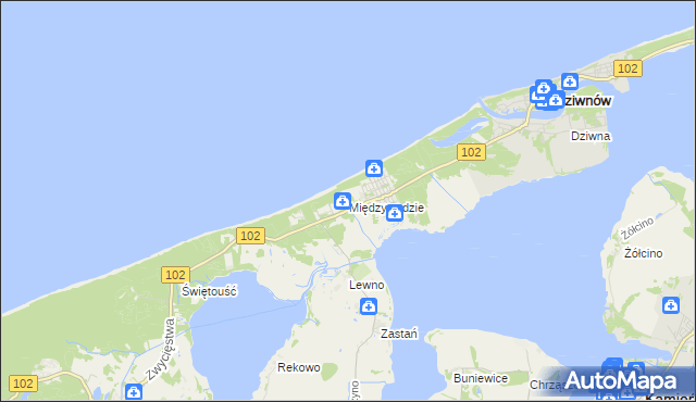 mapa Międzywodzie, Międzywodzie na mapie Targeo