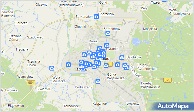 mapa Mielca, Mielec na mapie Targeo