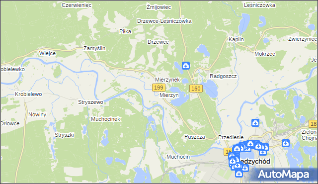 mapa Mierzyn gmina Międzychód, Mierzyn gmina Międzychód na mapie Targeo