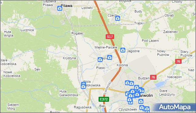 mapa Miętne, Miętne na mapie Targeo