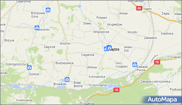 mapa Mikołajewice gmina Irządze, Mikołajewice gmina Irządze na mapie Targeo
