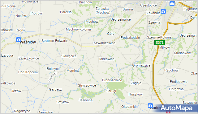 mapa Mirkowice gmina Bodzechów, Mirkowice gmina Bodzechów na mapie Targeo