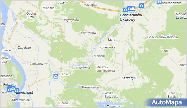 mapa Mniszek gmina Gościeradów, Mniszek gmina Gościeradów na mapie Targeo