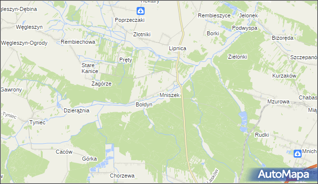 mapa Mniszek gmina Małogoszcz, Mniszek gmina Małogoszcz na mapie Targeo