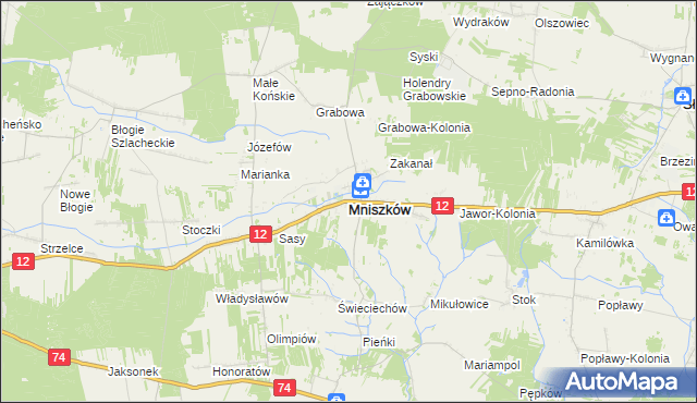 mapa Mniszków powiat opoczyński, Mniszków powiat opoczyński na mapie Targeo