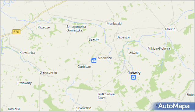 mapa Mociesze, Mociesze na mapie Targeo