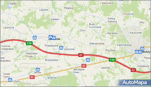 mapa Moczydła gmina Jakubów, Moczydła gmina Jakubów na mapie Targeo