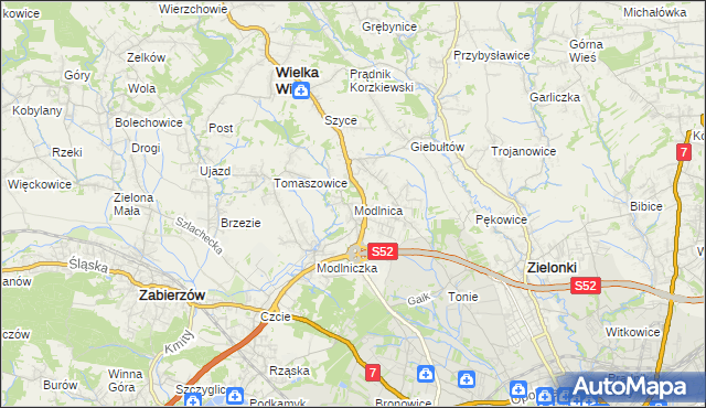 mapa Modlnica, Modlnica na mapie Targeo