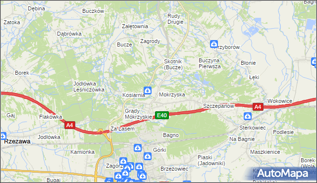 mapa Mokrzyska, Mokrzyska na mapie Targeo