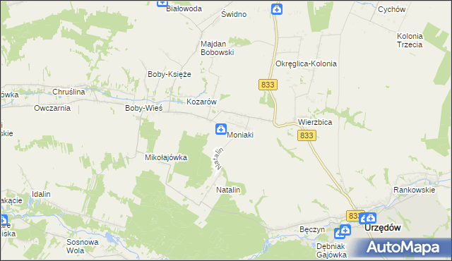 mapa Moniaki, Moniaki na mapie Targeo