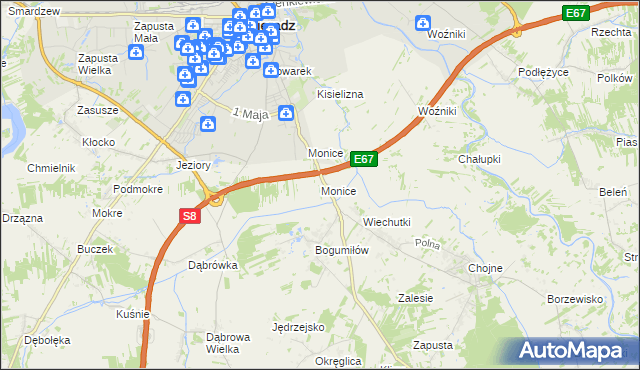 mapa Monice, Monice na mapie Targeo