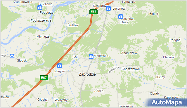 mapa Mostówka gmina Zabrodzie, Mostówka gmina Zabrodzie na mapie Targeo