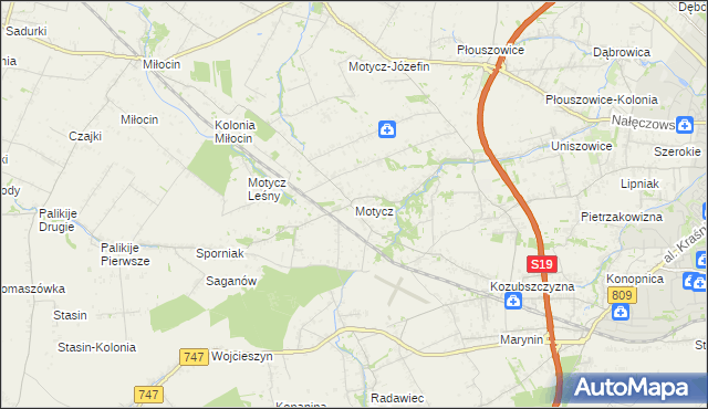 mapa Motycz, Motycz na mapie Targeo